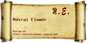 Mátrai Elemér névjegykártya